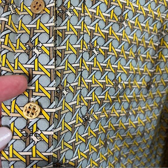 Tory Burch Monogram Logo Allover Print Button Front Shirt Dress Womens Size 4 - Picture 5 of 8